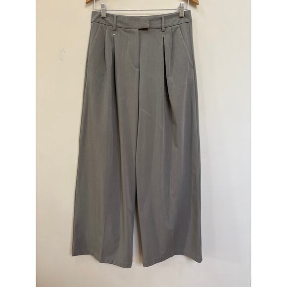 Bershka Pants - Bershka Grey Wide Leg Pleated Dress Trouser Career Pants Corporate Business Sz 8